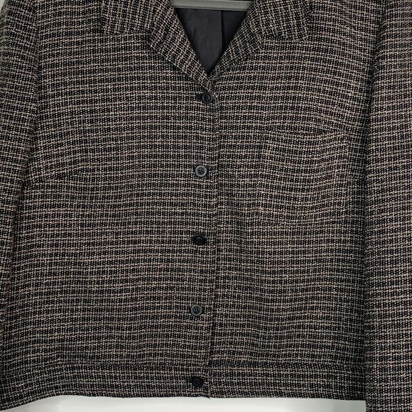 Vintage Blazer Cropped Jacket Woven Knit Tweed Norton McNaughton Lined Size 18 - Picture 8 of 9